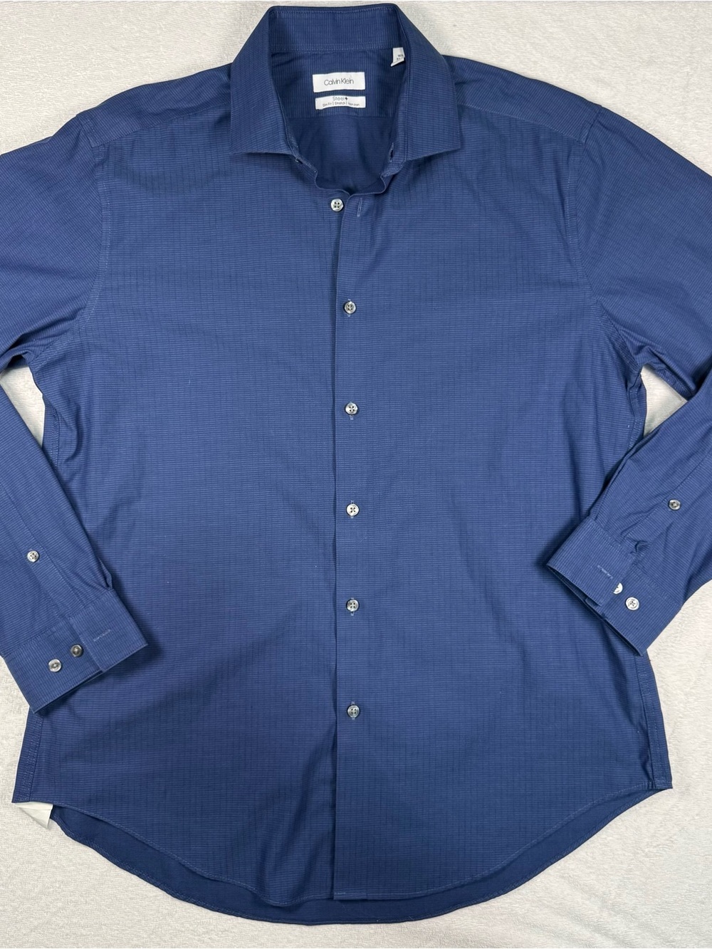 Calvin Klein Dark Navy Textured Dress Shirt - Picture 3 of 8